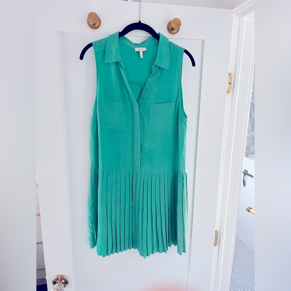 Joie Nila Silk Chiffon Sleeveless Accordion Pleated Collared Sleeves Dress Small